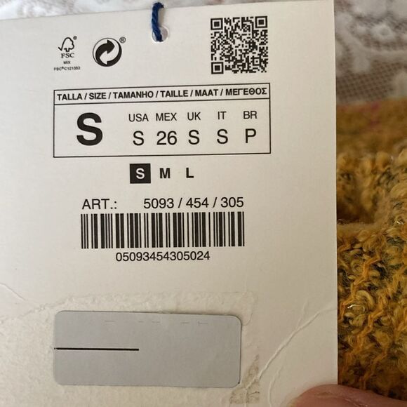 Zara Mustard Yellow Plaid Tweed Wool Blend Embellished Short Sleeve Top Sz 4 NWT - Picture 8 of 14